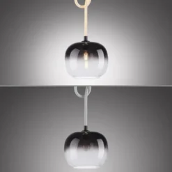 LED Pendelleuchte schwarz 1 flammig Seil beleuchtet höhenverstellbar