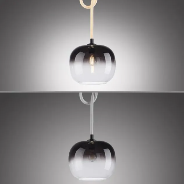 LED Pendelleuchte schwarz 1 flammig Seil beleuchtet höhenverstellbar