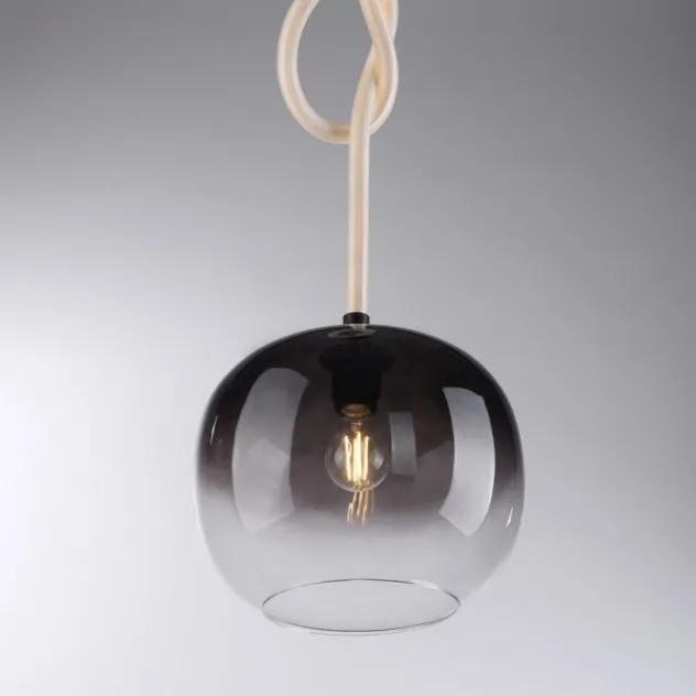 LED Pendelleuchte schwarz 1 flammig Seil beleuchtet höhenverstellbar