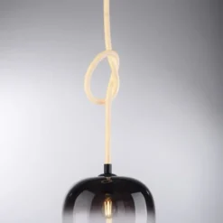 LED Pendelleuchte schwarz 1 flammig Seil beleuchtet höhenverstellbar