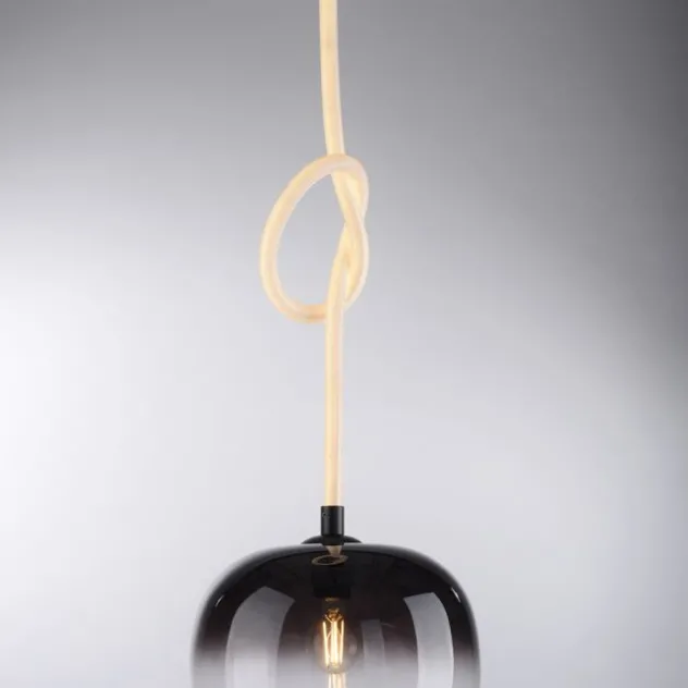 LED Pendelleuchte schwarz 1 flammig Seil beleuchtet höhenverstellbar