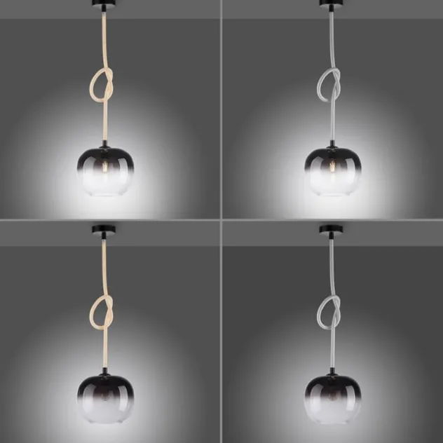 LED Pendelleuchte schwarz 1 flammig Seil beleuchtet höhenverstellbar