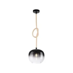 LED Pendelleuchte schwarz 1 flammig Seil beleuchtet höhenverstellbar