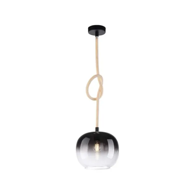 LED Pendelleuchte schwarz 1 flammig Seil beleuchtet höhenverstellbar