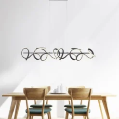 LED Pendelleuchte, schwarz, geschwungenes Design, Dimmfunktion, modern
