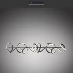 LED Pendelleuchte, schwarz, geschwungenes Design, Dimmfunktion, modern