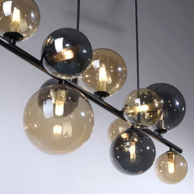 LED Pendelleuchte schwarz Glas rund dekorativ warmweiß Innenleuchte
