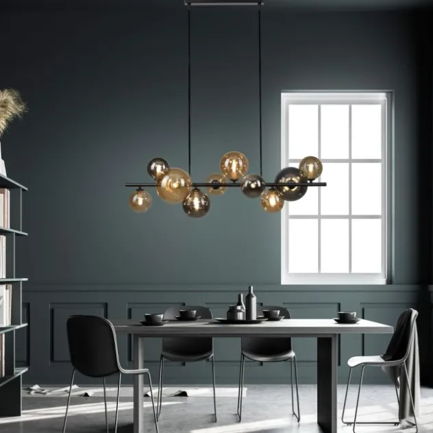 LED Pendelleuchte schwarz Glas rund dekorativ warmweiß Innenleuchte