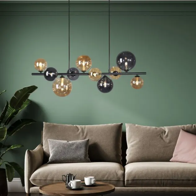 LED Pendelleuchte schwarz Glas rund dekorativ warmweiß Innenleuchte