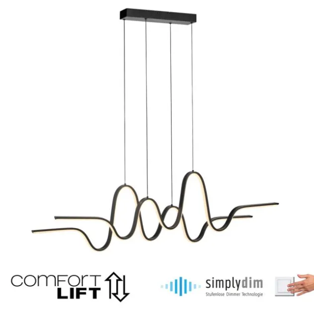LED Pendelleuchte schwarz höhenverstellbar dimmbar in 3 Stufen