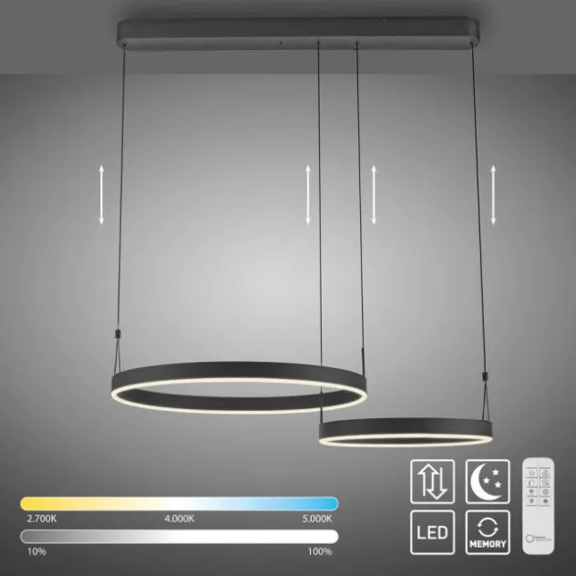 LED Pendelleuchte schwarz höhenverstellbar Fernbedienung dimmbar CCT
