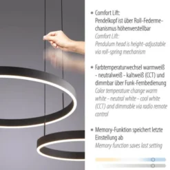LED Pendelleuchte schwarz höhenverstellbar Fernbedienung dimmbar CCT