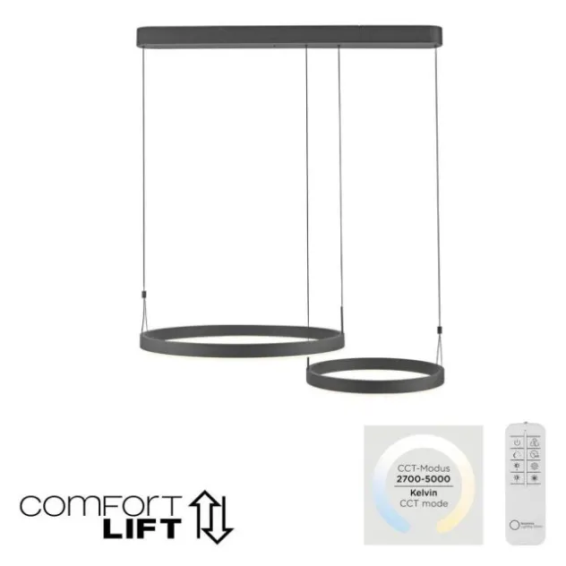 LED Pendelleuchte schwarz höhenverstellbar Fernbedienung dimmbar CCT
