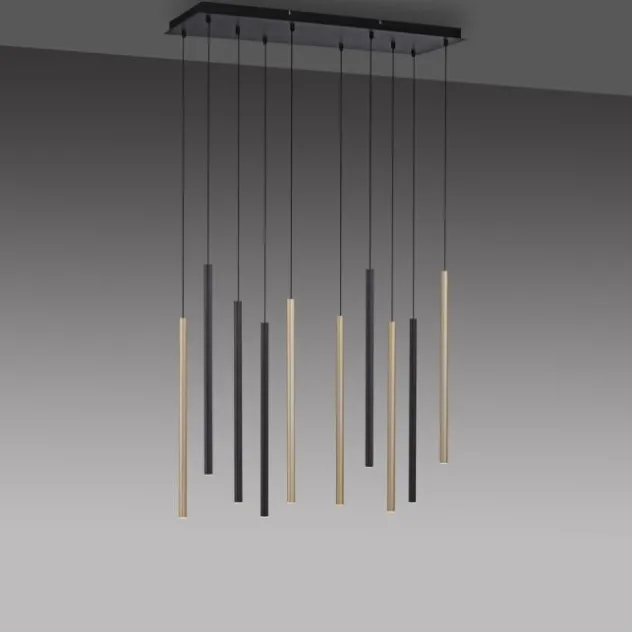 LED Pendelleuchte schwarz messing matt 10 flammig dimmbar Memoryfunktion