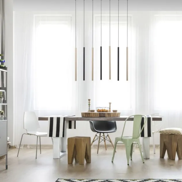 LED Pendelleuchte schwarz messing matt 7 flammig dimmbar Memoryfunktion