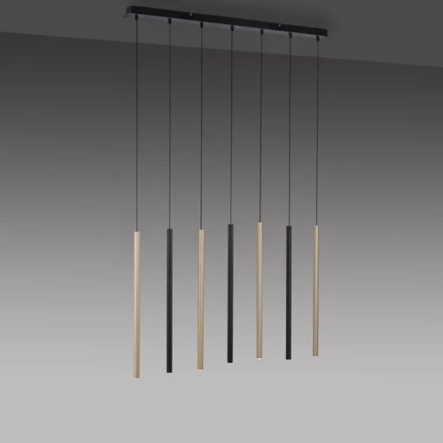 LED Pendelleuchte schwarz messing matt 7 flammig dimmbar Memoryfunktion
