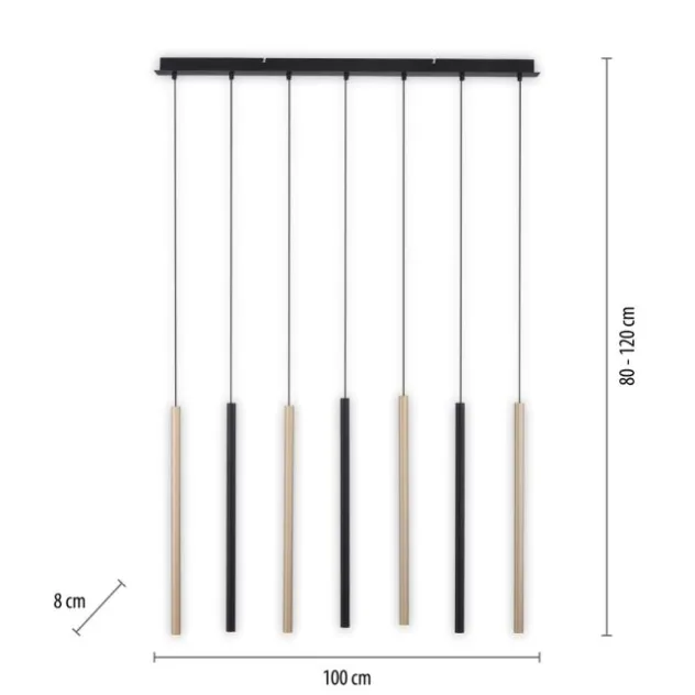 LED Pendelleuchte schwarz messing matt 7 flammig dimmbar Memoryfunktion