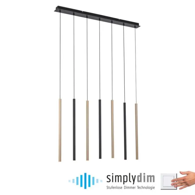 LED Pendelleuchte schwarz messing matt 7 flammig dimmbar Memoryfunktion