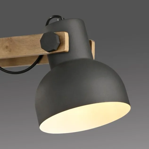 LED Pendelleuchte schwarz mit Akazienholz höhenverstellbar schwenkar