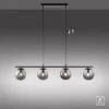 LED Pendelleuchte, schwarz, schlicht, zeitlos, 4 flammige Deckenlampe