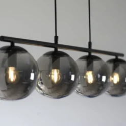 LED Pendelleuchte, schwarz, schlicht, zeitlos, 4 flammige Deckenlampe