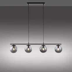 LED Pendelleuchte, schwarz, schlicht, zeitlos, 4 flammige Deckenlampe