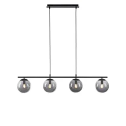 LED Pendelleuchte, schwarz, schlicht, zeitlos, 4 flammige Deckenlampe
