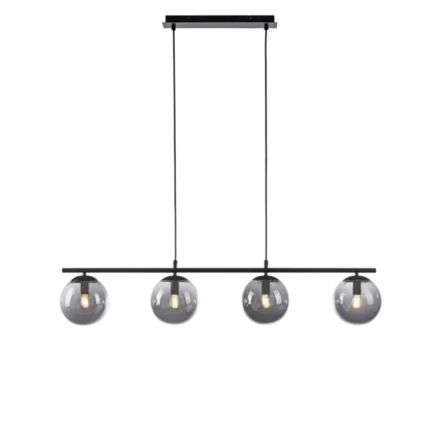 LED Pendelleuchte, schwarz, schlicht, zeitlos, 4 flammige Deckenlampe