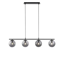 LED Pendelleuchte, schwarz, schlicht, zeitlos, 4 flammige Deckenlampe