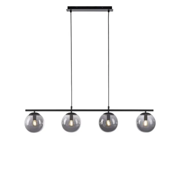LED Pendelleuchte, schwarz, schlicht, zeitlos, 4 flammige Deckenlampe