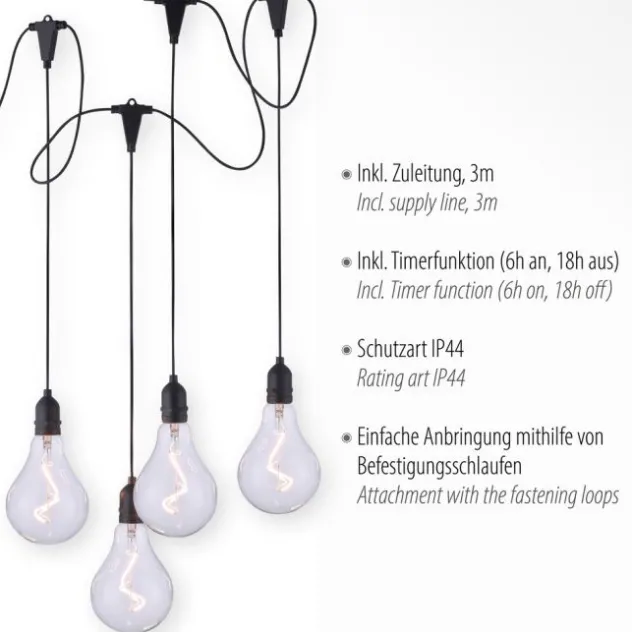 LED Pendelleuchte, schwarz, spritzwassergeschützt, modern