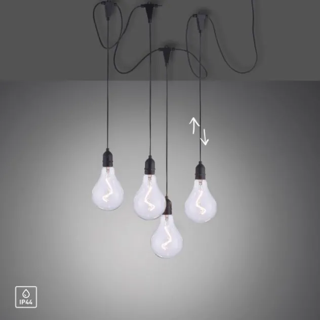 LED Pendelleuchte, schwarz, spritzwassergeschützt, modern