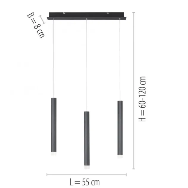LED-Pendelleuchte, schwarz , warmweiß, Innenleuchte, 3-flammig