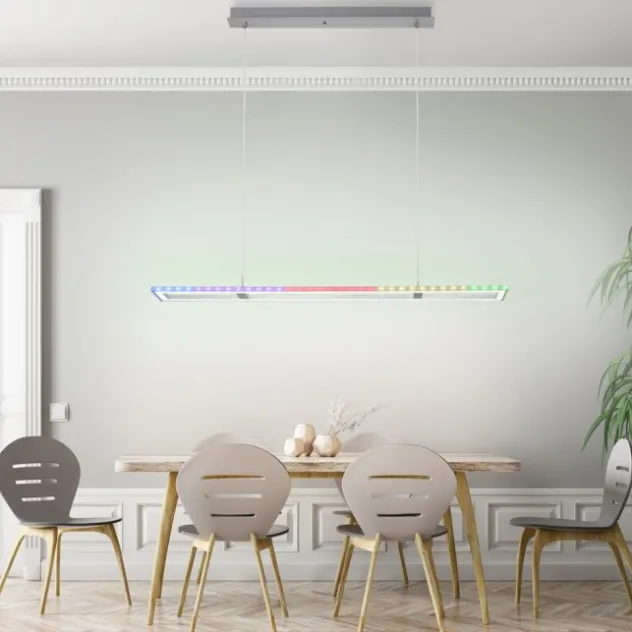 LED Pendelleuchte silberfarbig dimmbar Rainbow RGB Memorfunktion Esszimmer