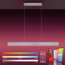 LED Pendelleuchte silber, Fernbedienung, Tuya App smarthome