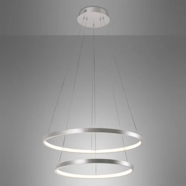 LED-Pendelleuchte, silber, 2 Leuchtringe, warmweiße Lichtfarbe, modern