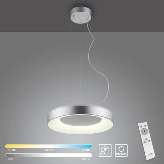 LED Pendelleuchte silber steuerbar über App dimmbar RGB+CCT