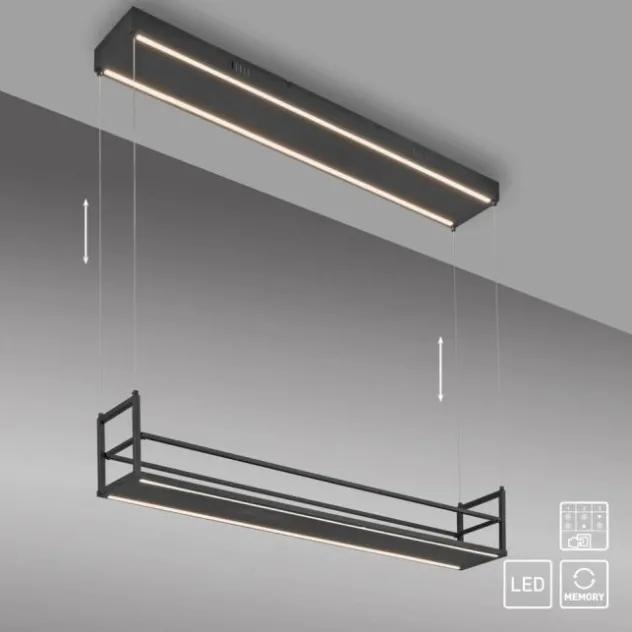 LED Pendelleuchte SONTURA, schwarz, Ablagefläche, Memoryfunktion