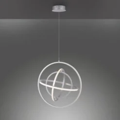 LED Pendelleuchte, stahlfarben, modernes Design, Stufendimmung, warmweiß