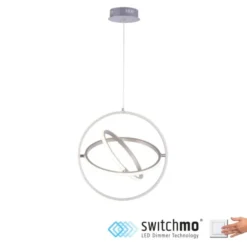 LED Pendelleuchte, stahlfarben, modernes Design, Stufendimmung, warmweiß