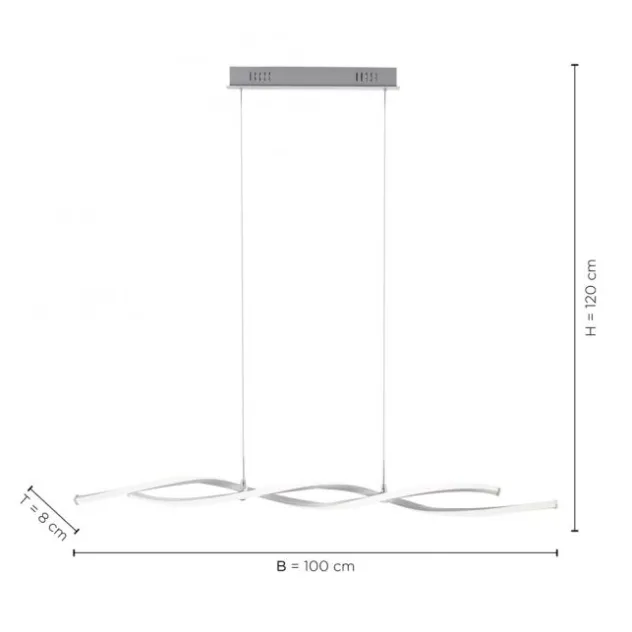 LED Pendelleuchte, stahlfarben, Wellen-Form, inkl. Dimmfunktion, modern