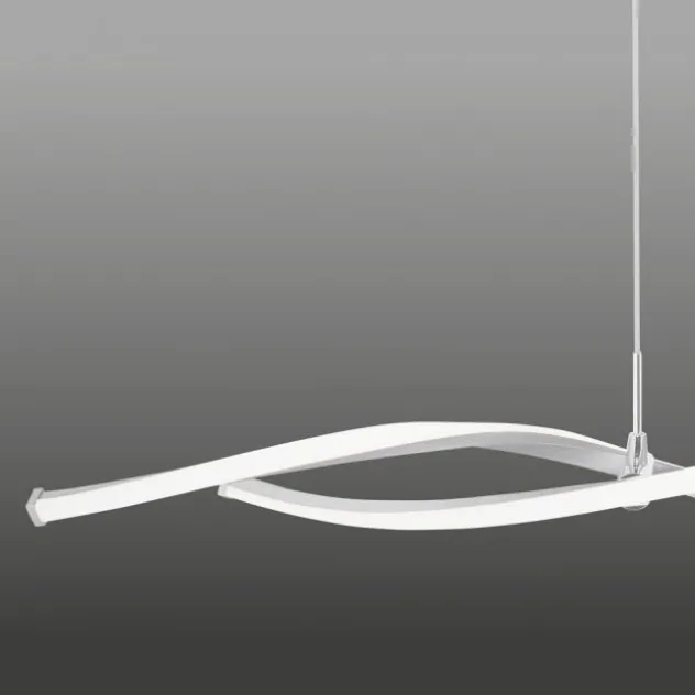 LED Pendelleuchte, stahlfarben, Wellen-Form, inkl. Dimmfunktion, modern