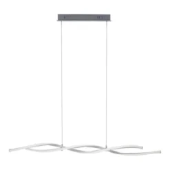 LED Pendelleuchte, stahlfarben, Wellen-Form, inkl. Dimmfunktion, modern