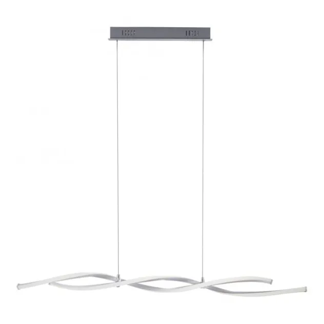 LED Pendelleuchte, stahlfarben, Wellen-Form, inkl. Dimmfunktion, modern