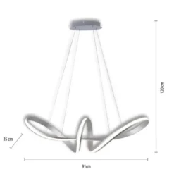 LED-Pendelleuchte, stahlfarben, geschwungenen Leuchtstäben, dimmbar, Memory Funktion