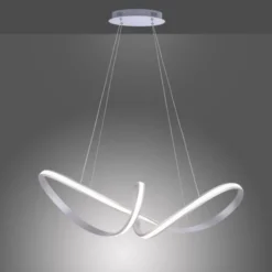 LED-Pendelleuchte, stahlfarben, geschwungenen Leuchtstäben, dimmbar, Memory Funktion
