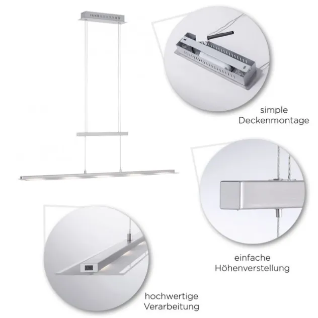 LED-Pendelleuchte, stahlfarben, höhenverstellbar, CCT-Steuerung, dimmbar