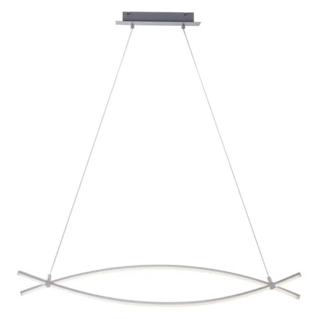LED-Pendelleuchte, stahl, 2 geschwungene Leuchtarme, warmweiß, modern