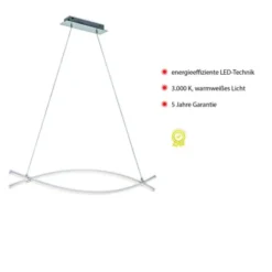 LED-Pendelleuchte, stahl, 2 geschwungene Leuchtarme, warmweiß, modern