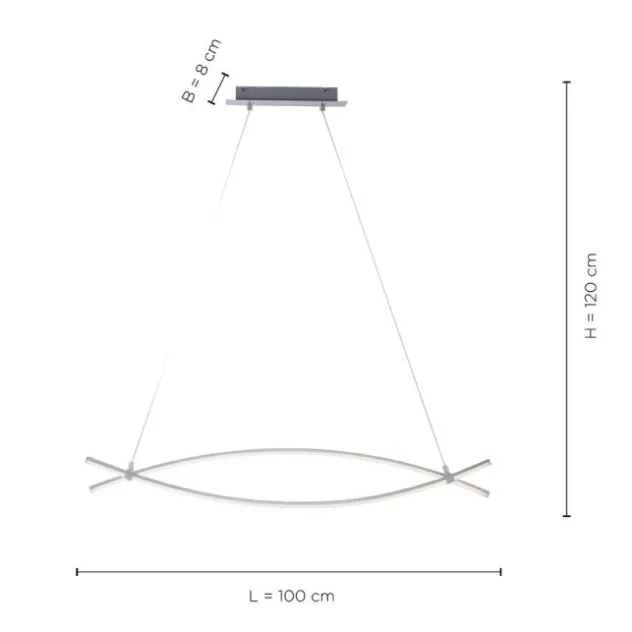 LED-Pendelleuchte, stahl, 2 geschwungene Leuchtarme, warmweiß, modern